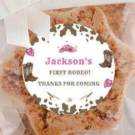 Pegatina Redonda Western Halloween Birthday Gracias Clase