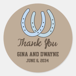 Pegatina Redonda Western Horseshoe Wedding Favor Sticke Gracias