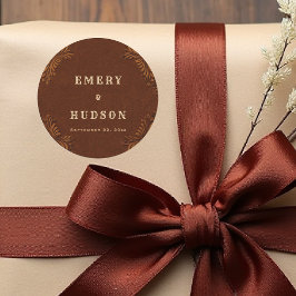 Pegatina Redonda Western Tooled Rustic Terracotta Cream Wedding