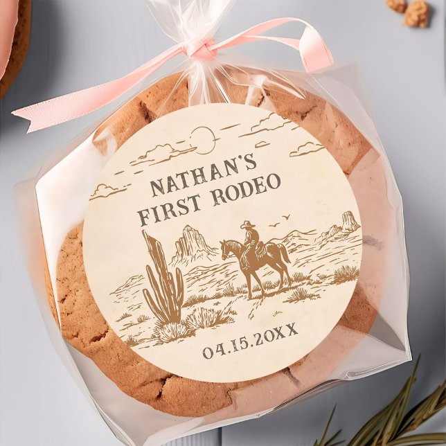 Pegatina Redonda Western Vintage Rodeo Birthday Sticker (Subido por el creador)