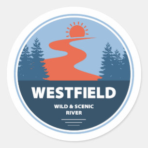 Pegatina Redonda Westfield Wild And Scenic River Massachusetts