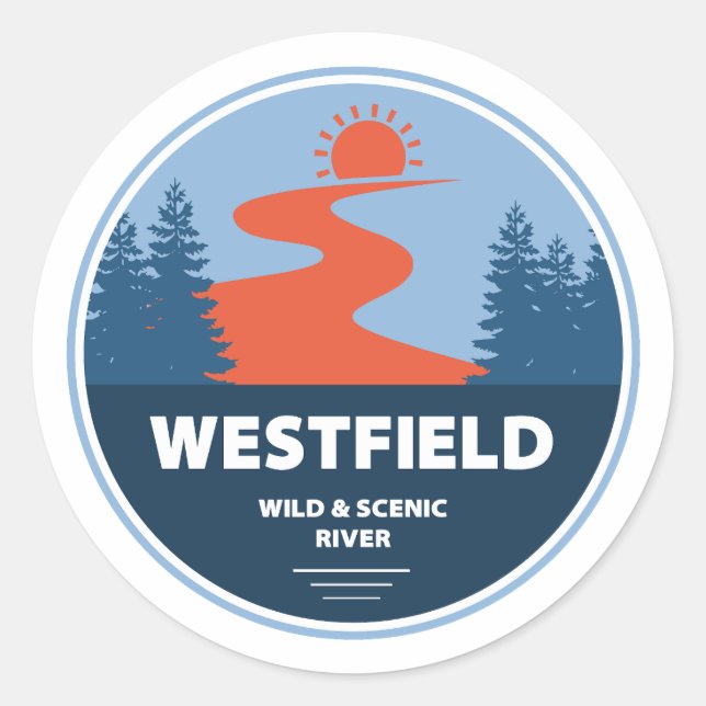 Pegatina Redonda Westfield Wild And Scenic River Massachusetts (Anverso)