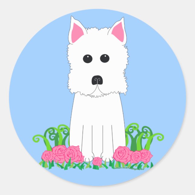 Pegatina Redonda Westie (Anverso)