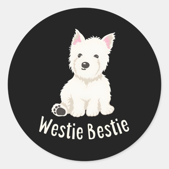 Pegatina Redonda Westie Bestie West Highland White Terrier (Anverso)