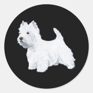 Pegatina Redonda Westie de pie