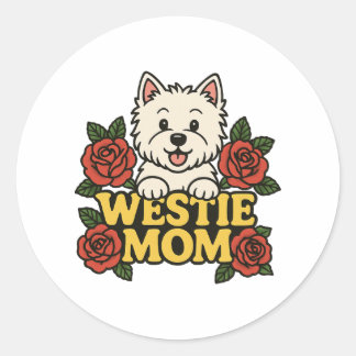 Pegatina Redonda Westie Mom