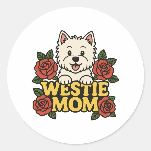 Pegatina Redonda Westie Mom (Anverso)