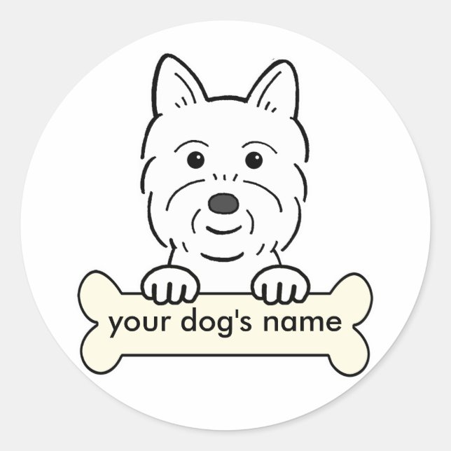Pegatina Redonda Westie personalizado (Anverso)