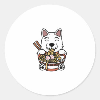 Pegatina Redonda Westie Ramen Noodles