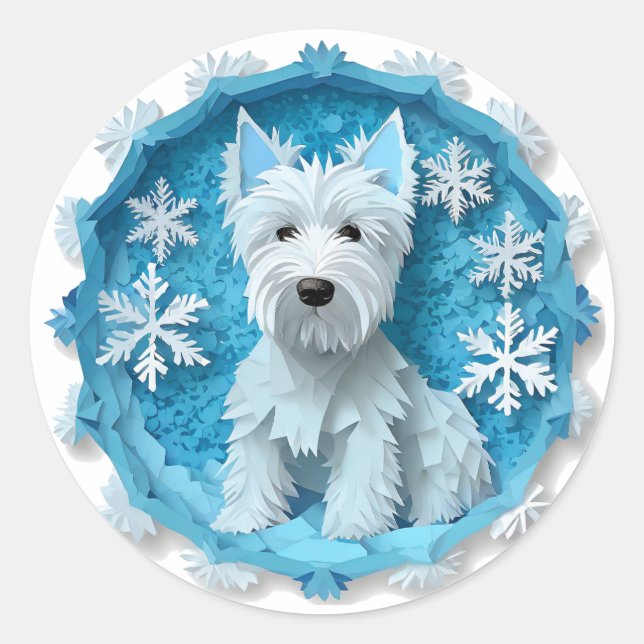 Pegatina Redonda Westin in a Snowflake Circle (Anverso)