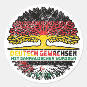 Pegatina Redonda Westsahara Sahaurisch Deutsch Deutschland Baum