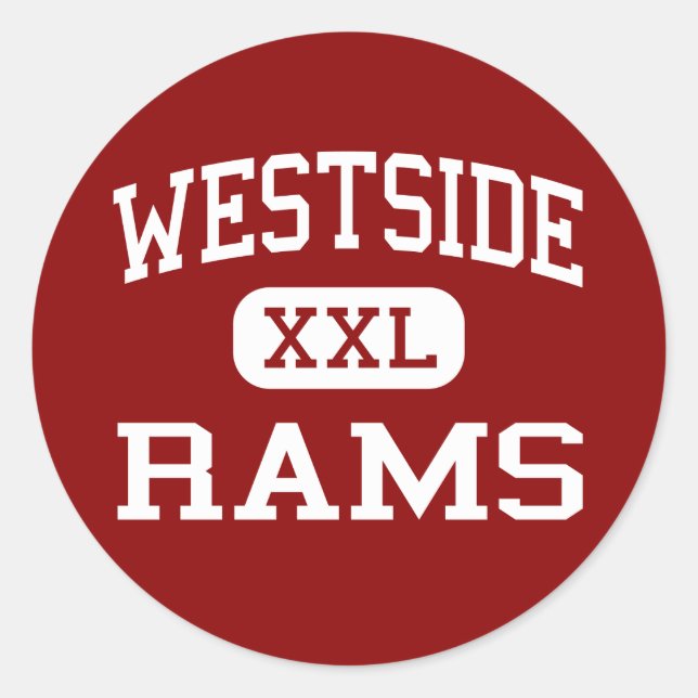 Pegatina Redonda Westside - Rams - High - Anderson South Carolina (Anverso)