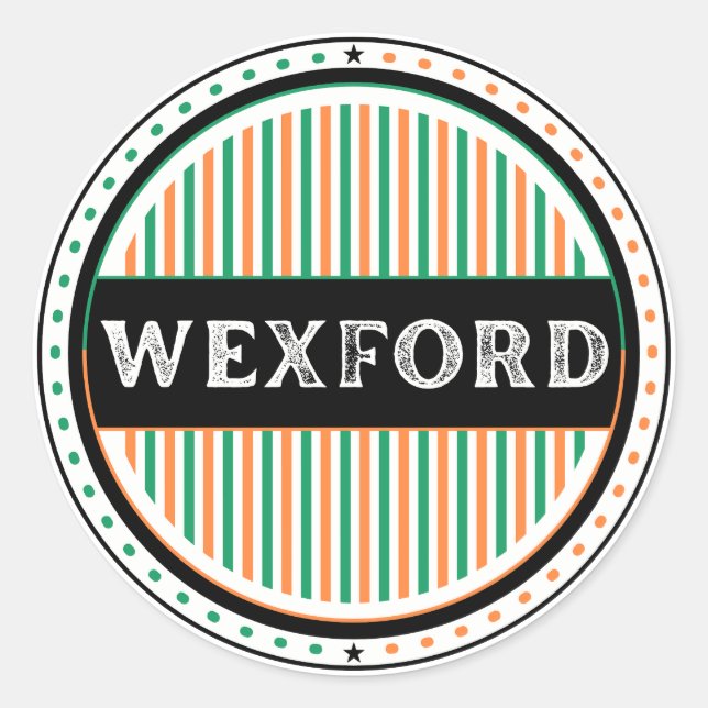 Pegatina Redonda Wexford City Pride Emblem – Irish Identity (Anverso)