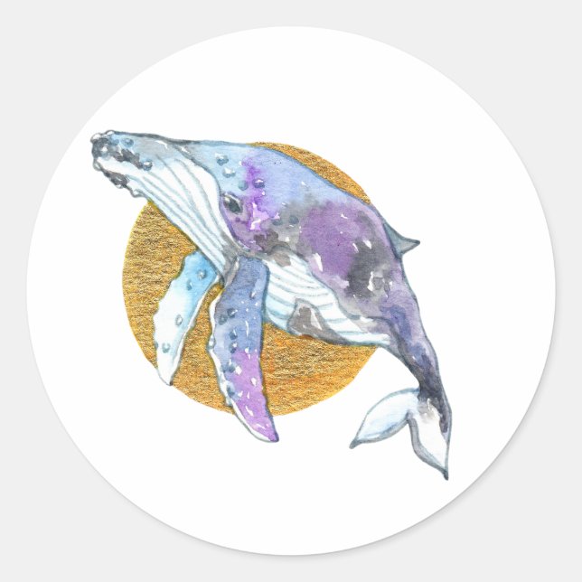 Pegatina Redonda Whale Fly (Anverso)