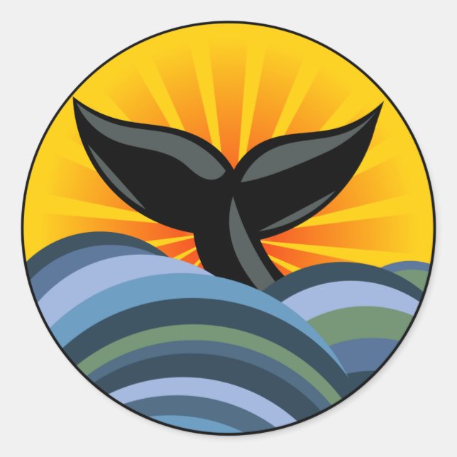 Pegatina Redonda Whale Tail (Anverso)