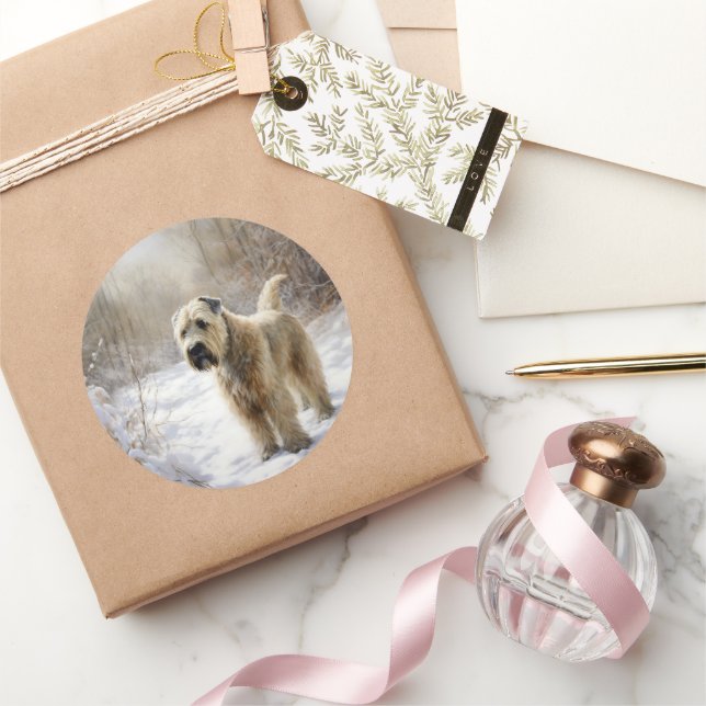 Pegatina Redonda Wheaten Terrier Let It Snow Navidades (Regalar)