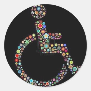 Pegatina Redonda wheelchair_funky_zazzle.jpeg