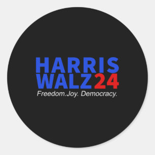 Pegatina Redonda Wheimer24 Freedom Joy Democracy Kamala Harris Walt