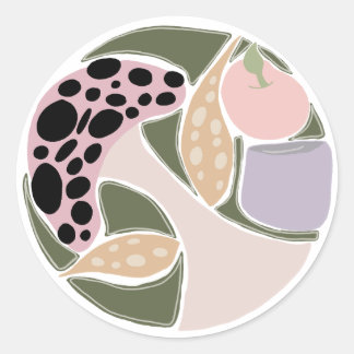 Pegatina Redonda Whimsical Autumn Vibes – Cozy Fall Sticker Design