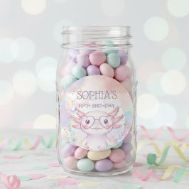 Pegatina Redonda Whimsical axolotl kids birthday