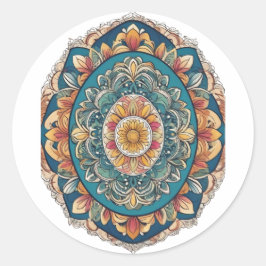 Pegatina Redonda Whimsical Bloom Mandala - Inspirado en la naturale