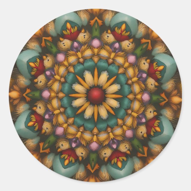 Pegatina Redonda Whimsical Bloom Mandala - Inspirado en la naturale (Anverso)