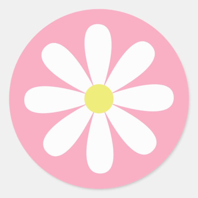 Pegatina Redonda Whimsical Daisy (Anverso)