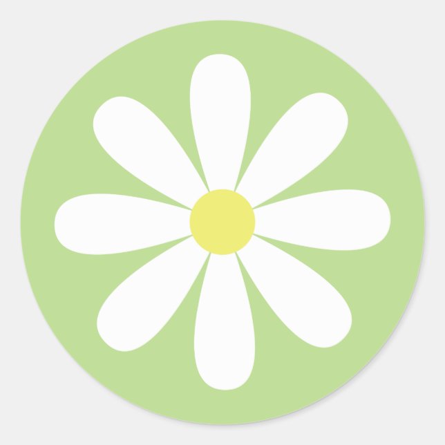 Pegatina Redonda Whimsical Daisy (Anverso)