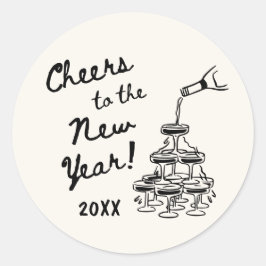 Pegatina Redonda Whimsical Disco Ball New Year's Eve Party