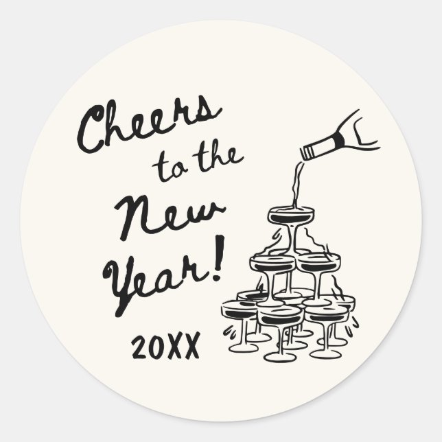 Pegatina Redonda Whimsical Disco Ball New Year's Eve Party (Anverso)