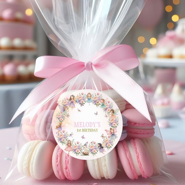 Pegatina Redonda Whimsical fairy garden 1st birthday  (Subido por el creador)