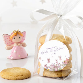 Pegatina Redonda Whimsical Fairy Garden Baby Shower