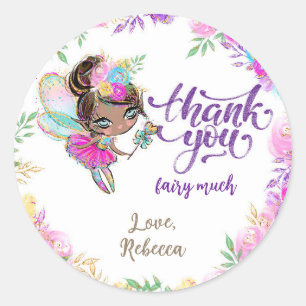 Pegatina Redonda Whimsical Fairy Magic Birday Party Gracias