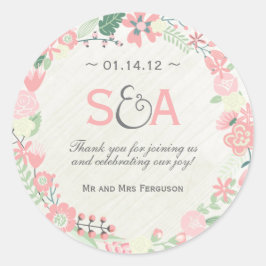 Pegatina Redonda Whimsical Floral Gracias Por Favor