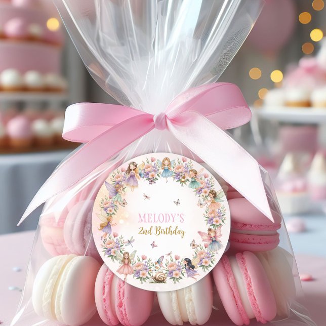 Pegatina Redonda Whimsical flower fairy garden 2nd birthday  (Subido por el creador)