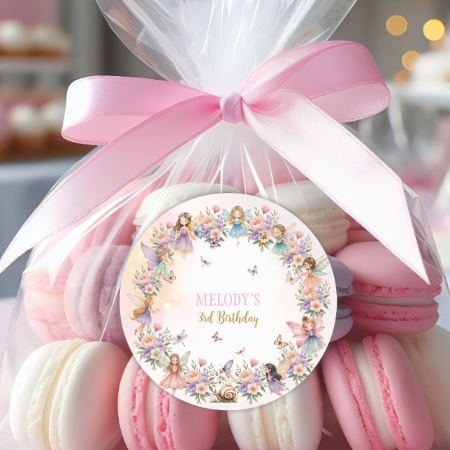 Pegatina Redonda Whimsical flower fairy garden 3rd birthday  (Subido por el creador)