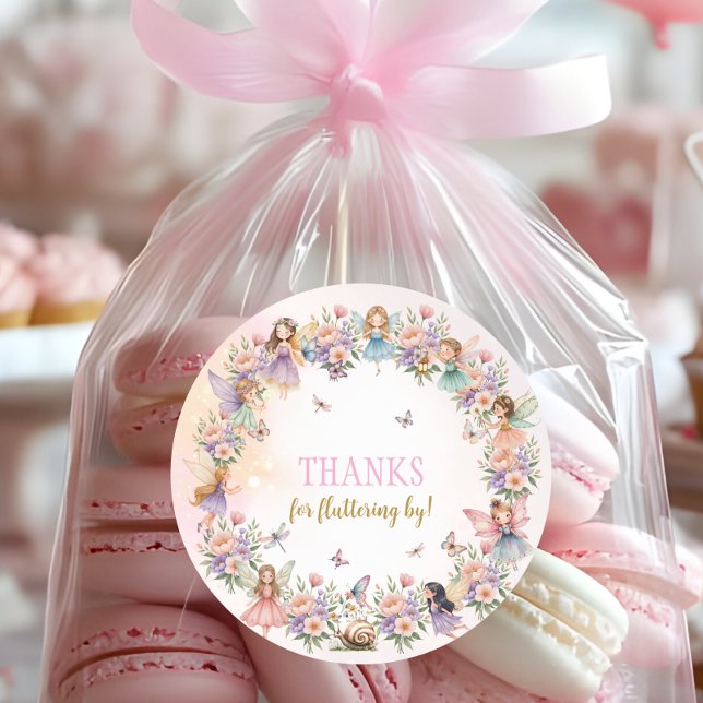 Pegatina Redonda Whimsical flower fairy garden birthday  (Subido por el creador)