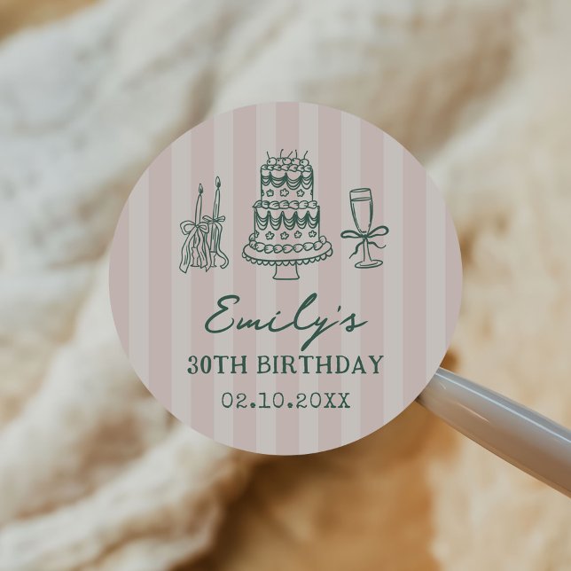 Pegatina Redonda Whimsical Funky Quirky 30th Birthday Party (Subido por el creador)