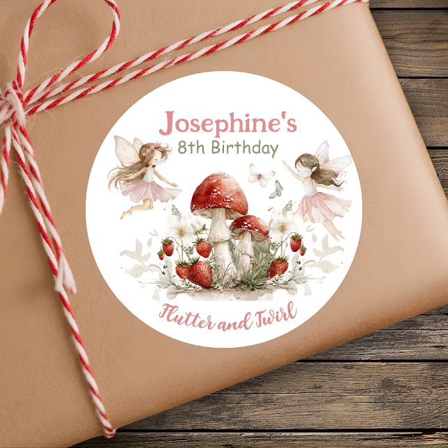 Pegatina Redonda whimsical garden flutter and twirl fairy birthday  (Subido por el creador)