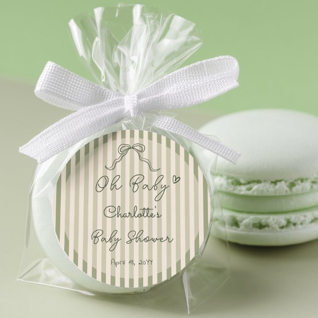 Pegatina Redonda Whimsical Gender Neutral Sage Green Oh Baby (Subido por el creador)