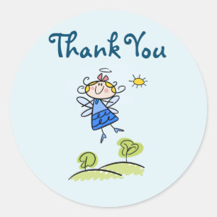 Pegatina Redonda Whimsical Happy Flying Angel Fairy