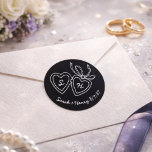 Pegatina Redonda Whimsical Heart Locket Doodle Sketch Modern CUSTOM<br><div class="desc">Use these sweet whimsical custom stickers for your wedding, engagement party, bridal shower or other event. Hand drawn by me for you. Fully editable, add your own text or CUSTOM background color. FULLY CUSTOMIZABLE: Click "personalize" to edit the text, add your own custom initials to the hearts, and then click...</div>