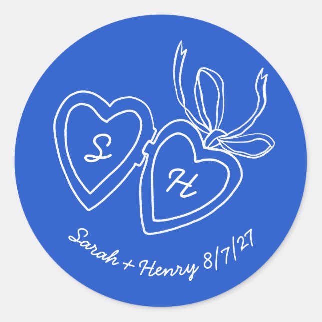 Pegatina Redonda Whimsical Heart Locket Doodle Sketch Modern CUSTOM (Anverso)