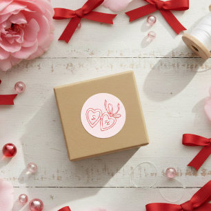 Pegatina Redonda Whimsical Heart Locket Doodle Sketch PERSONALIZADO