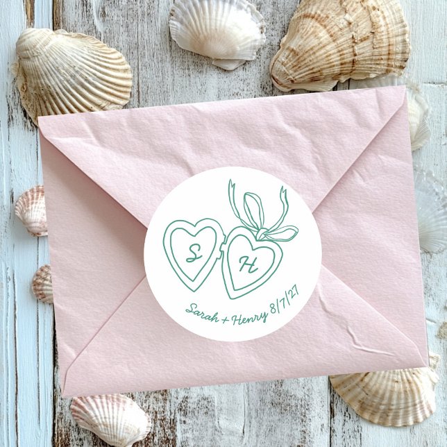 Pegatina Redonda Whimsical Heart Locket Doodle Sketch PERSONALIZADO (Whimsical Heart Locket Doodle Sketch Modern CUSTOM Classic Round Sticker
)