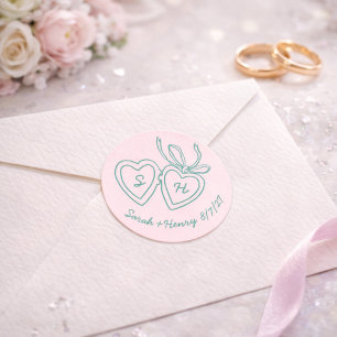 Pegatina Redonda Whimsical Heart Locket Doodle Sketch PERSONALIZADO