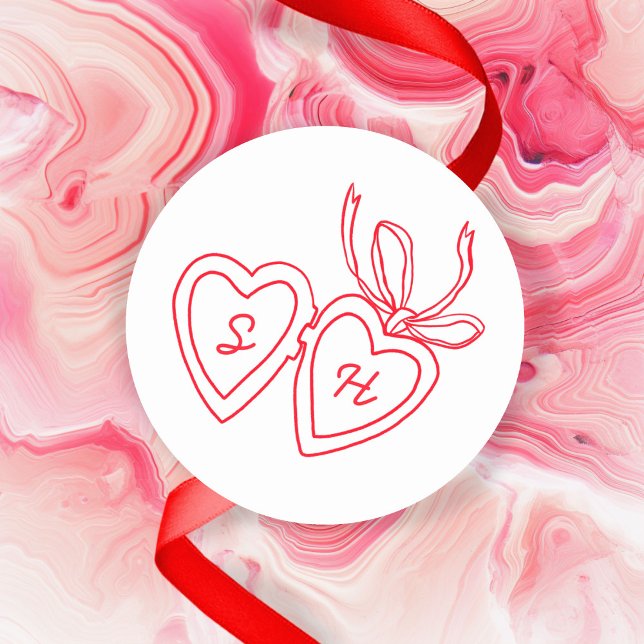 Pegatina Redonda Whimsical Heart Locket Doodle Sketch PERSONALIZADO (Whimsical Heart Locket Doodle Sketch Modern CUSTOM Classic Round Sticker
)