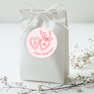 Pegatina Redonda Whimsical Heart Locket Doodle Sketch PERSONALIZADO