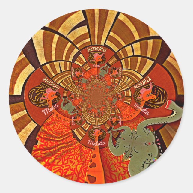 Pegatina Redonda Whimsical Heights: hermosa y divertida jirafa afri (Anverso)