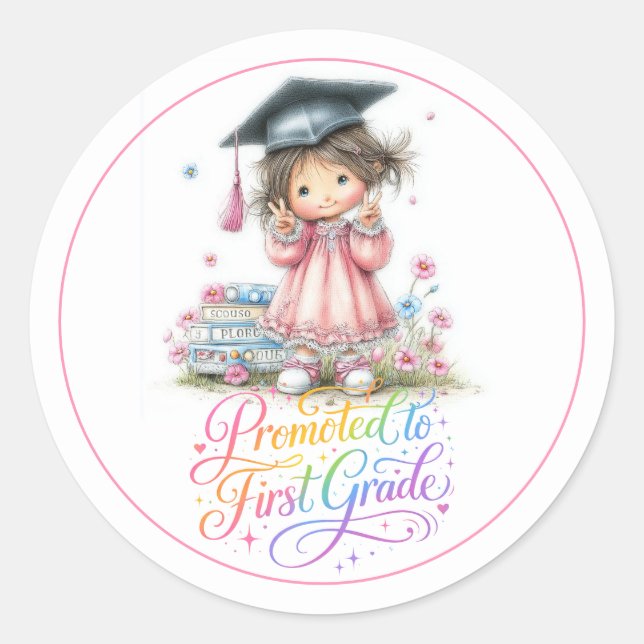 Pegatina Redonda Whimsical Kindergarten Graduation Celebration  (Anverso)